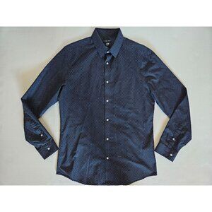 H&M Men's Slim Fit Easy-Iron Shirt - Black/Dotted Size M